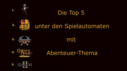 Die Top 5 unter den Spielautomaten mit Abenteuer-Thema