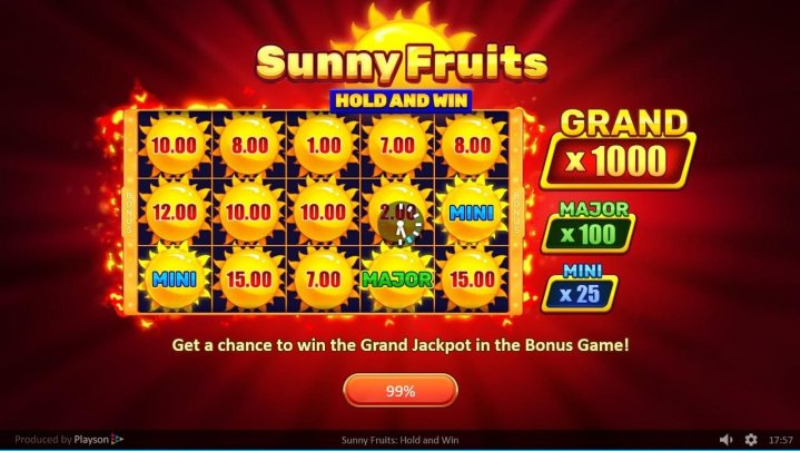 Spielautomat Sunny Fruits mit 5 Walzen und 3 Jackpots von Playson veröffentlicht!