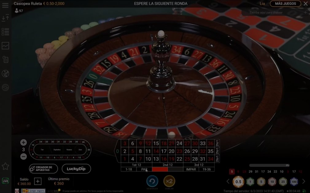 Ruleta Casiopea en Vivo demo