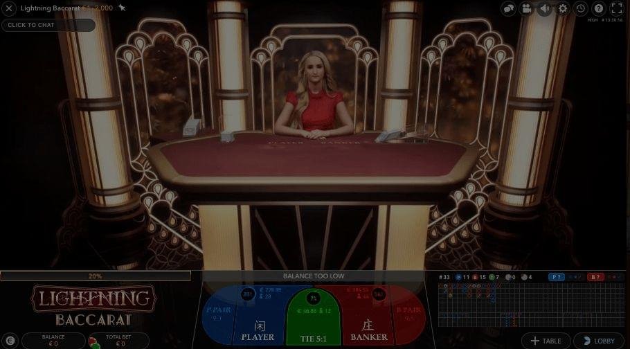 Lightning Baccarat demo