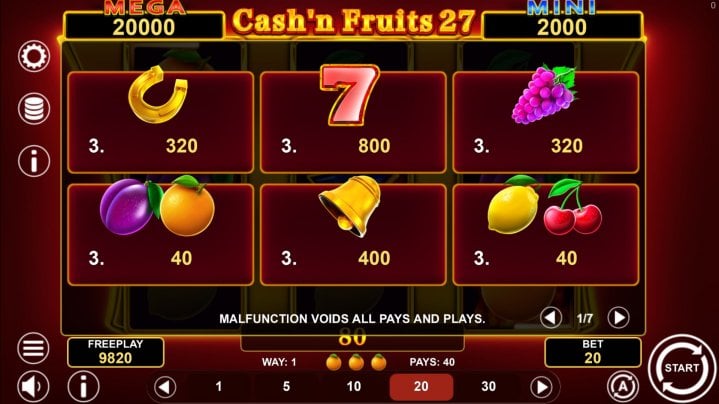 Cash’n Fruits 27 Hold and Win 2