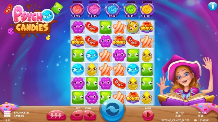 Play The Brand New Psycho Candies Cluster Pays Video Slot By Gluck Games