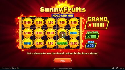 Sunny Fruits 5-Reel Classic Slot With 3 Jackpots Released by Playson!