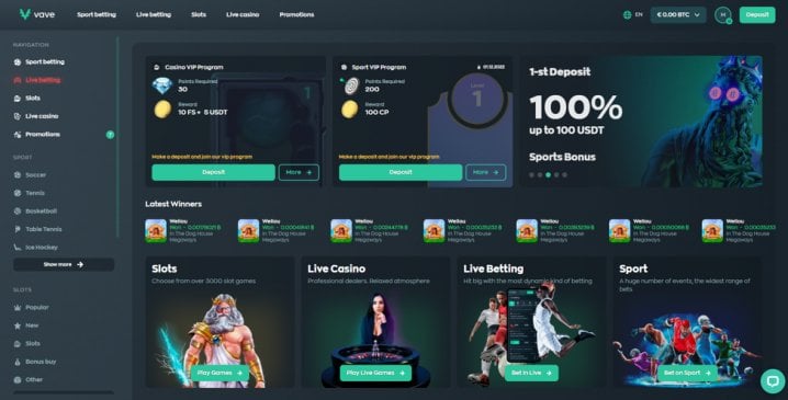 Vave Casino Review | Get Up to 300 USDT + 50 Free Spins